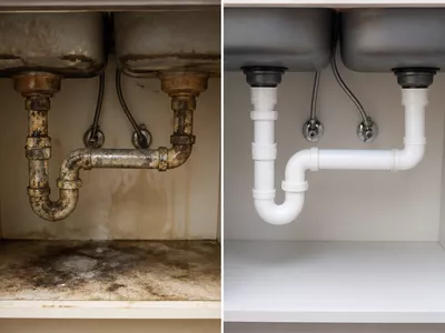Plumber working on an installation