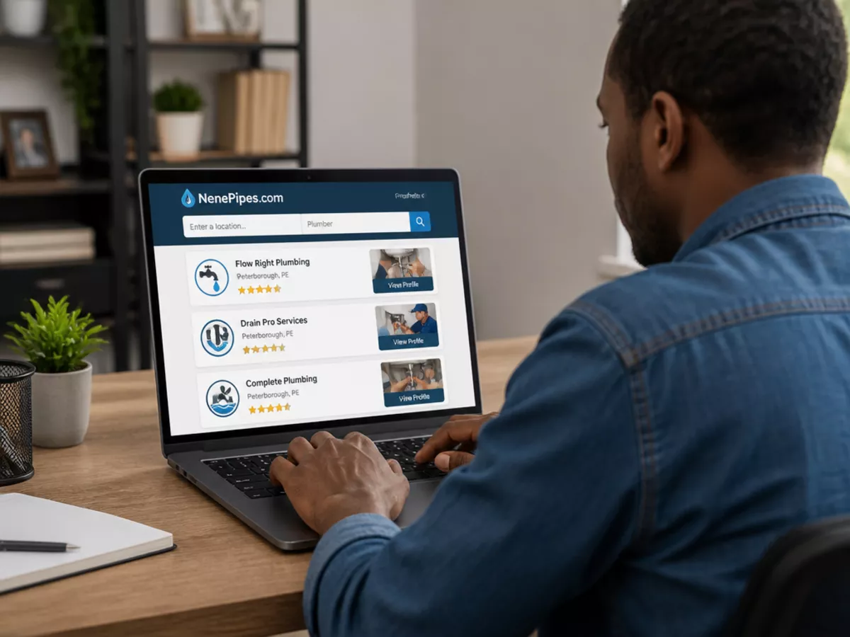 NenePipes.com online directory showing local plumbing businesses